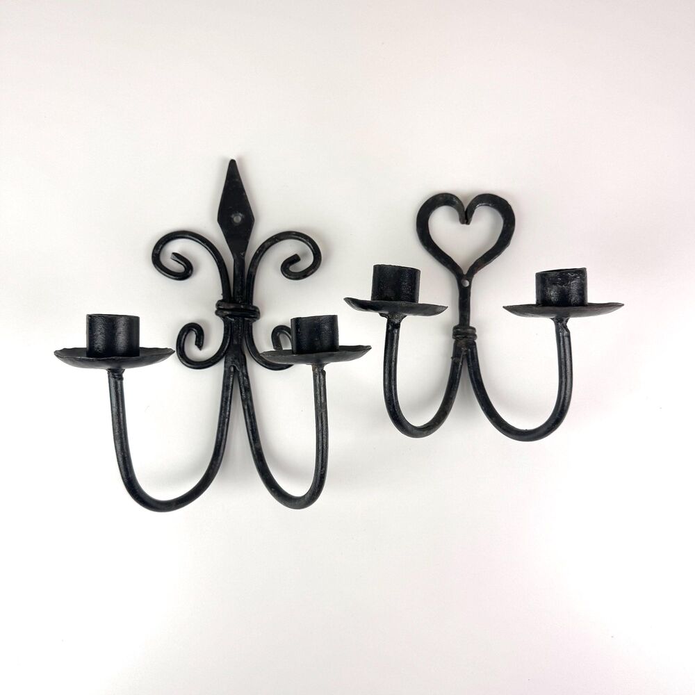 Vintage Wrought Iron Candle Sconces / Whimsigoth Candle Holders / Moody Decor